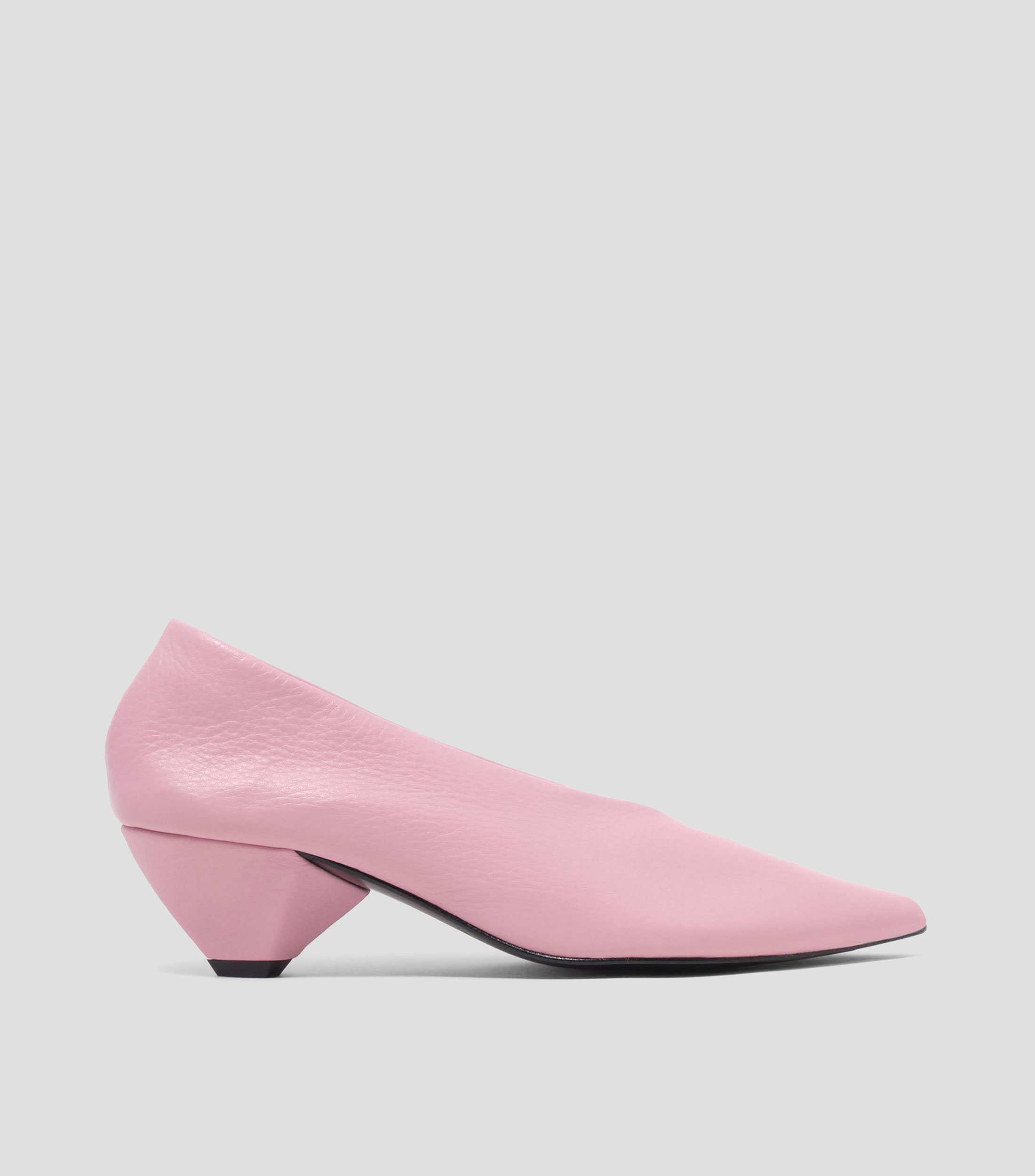 Flats Salón tacón medio piel rosa Mujer